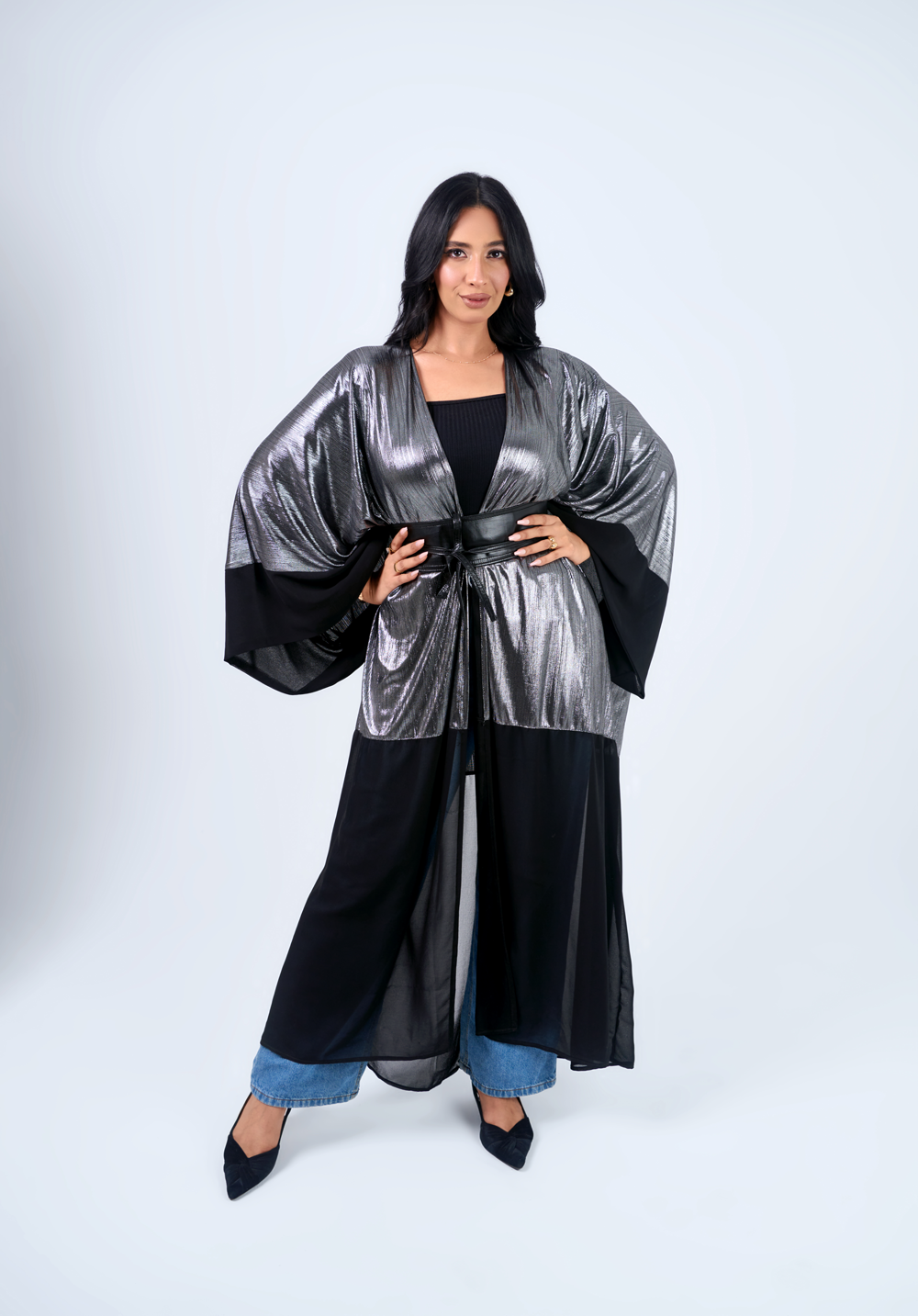 Cardigan metalic silver & Black