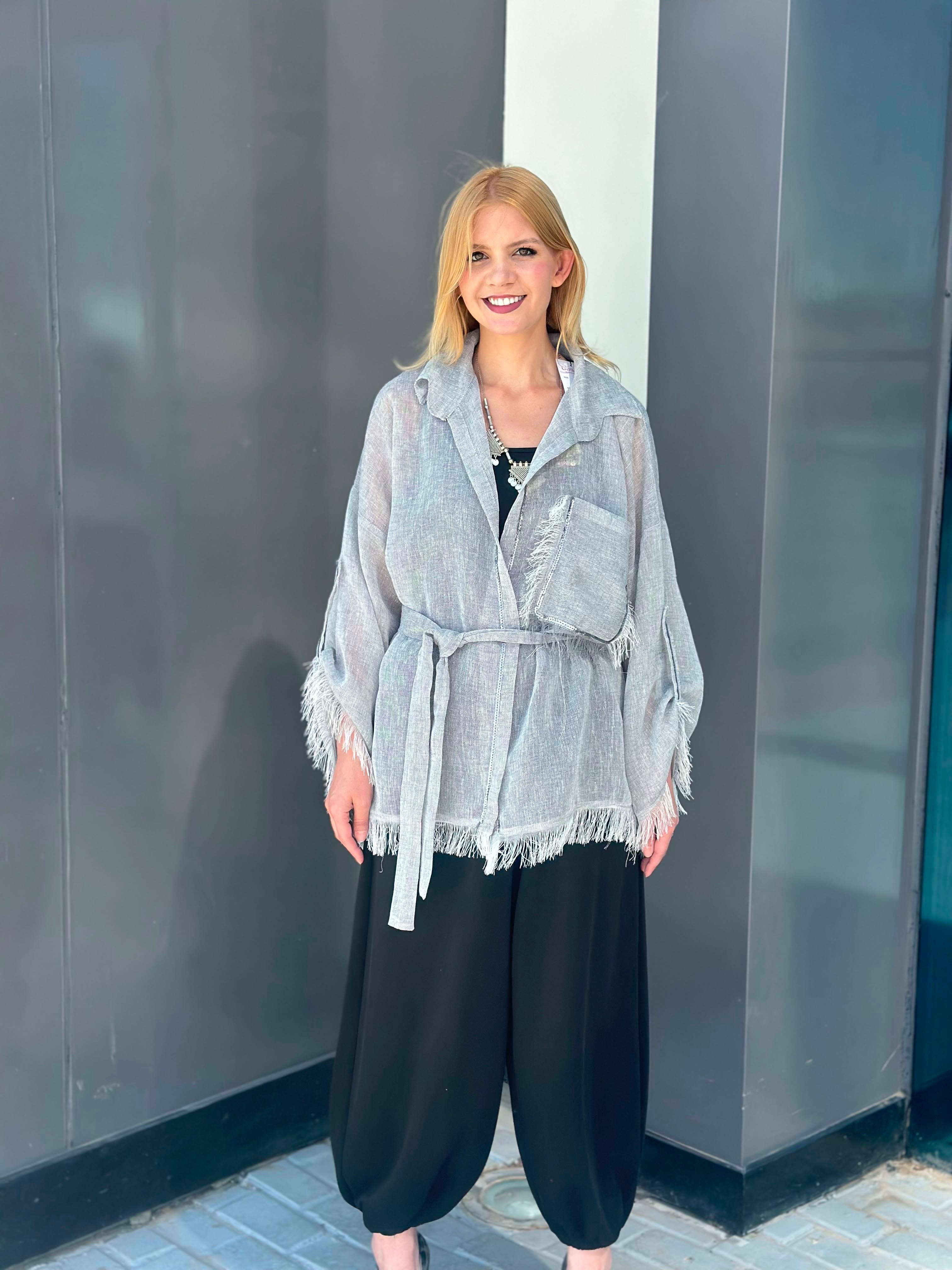 Silver Linen Cardigan