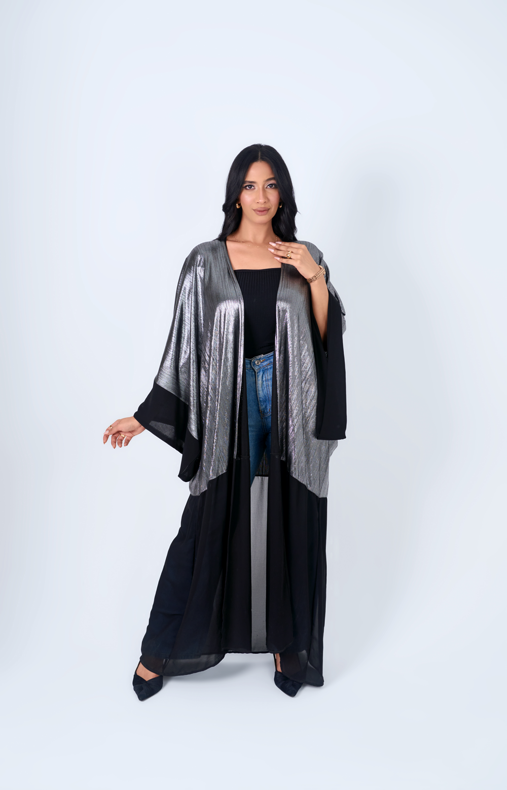 Cardigan metalic silver & Black