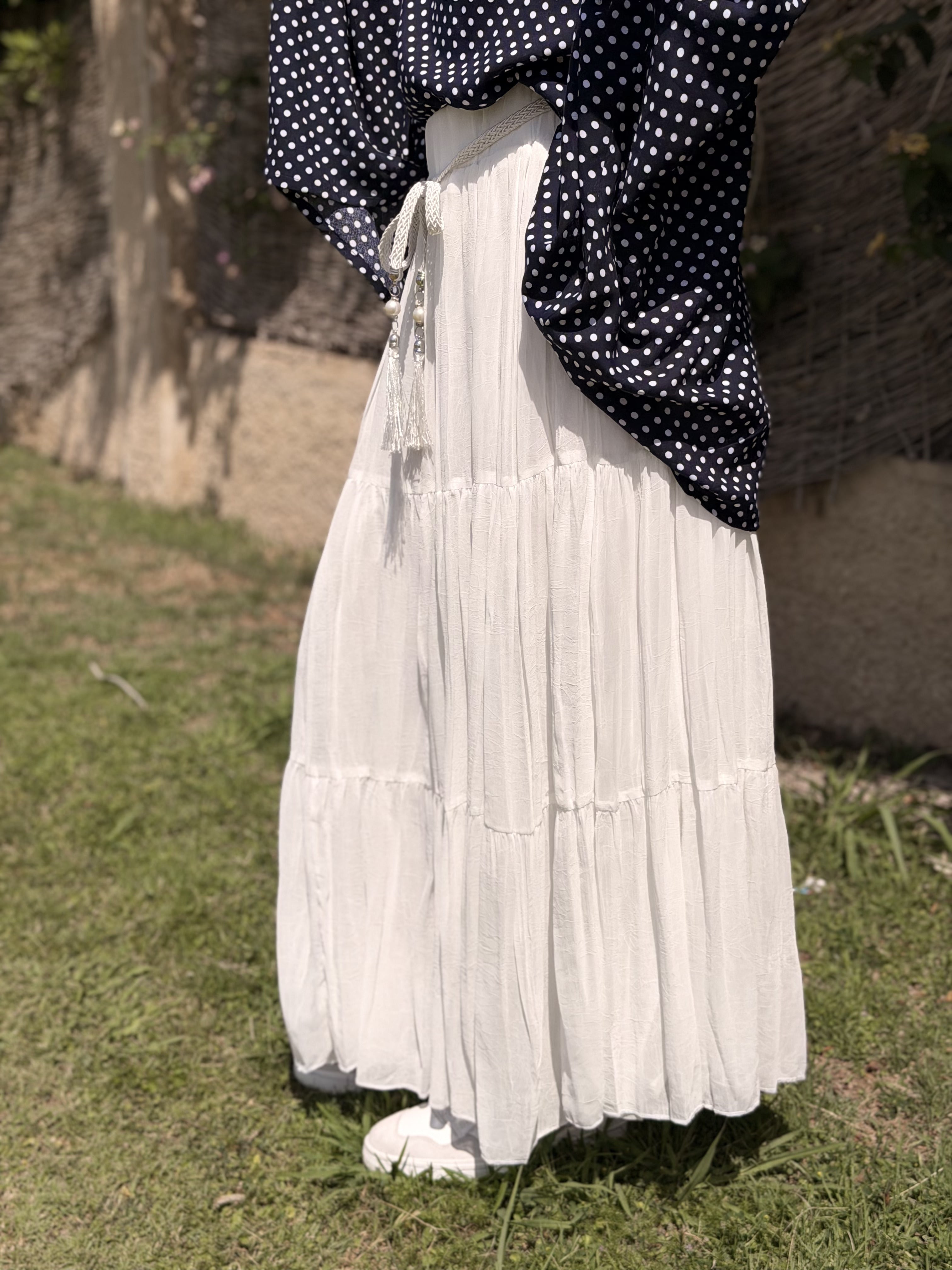 White Chiffon Skirt