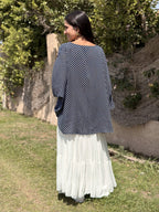Dark Blue Polka Dot Kaftan Top