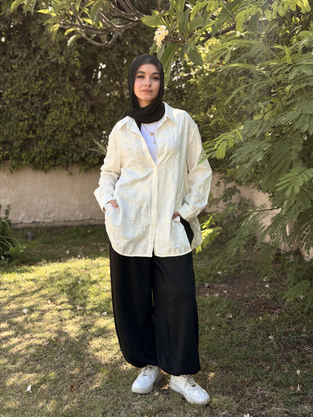 Off-White Embroidered Oversized Shirt