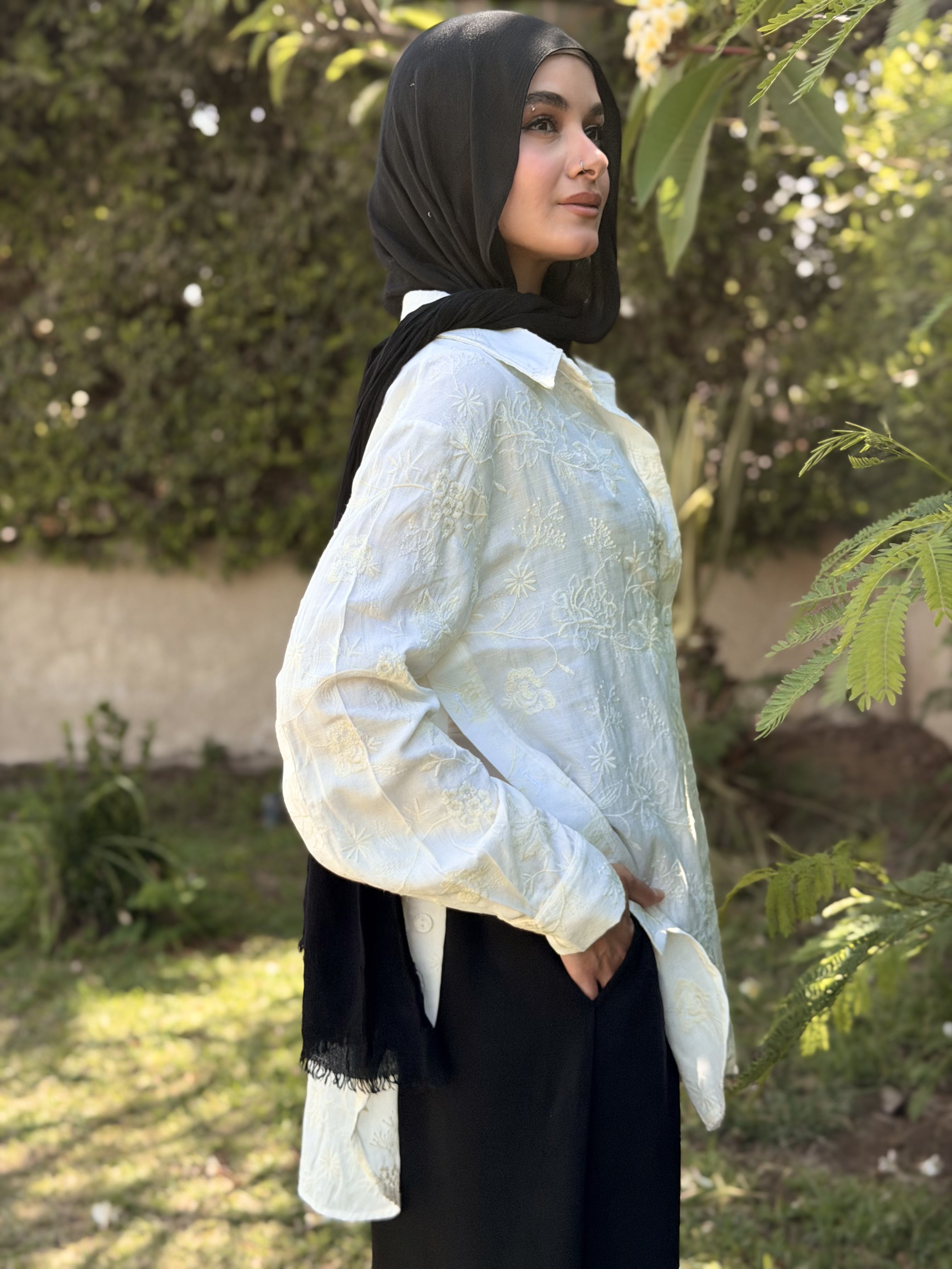 Off-White Embroidered Oversized Shirt