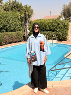 Light Blue Printed Oversized Shirt