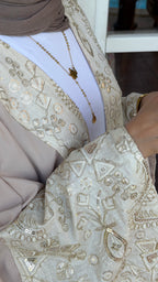 Beige Embroidered Kimono Cardigan