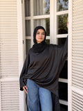 Black Flow Satin Kaftan Top