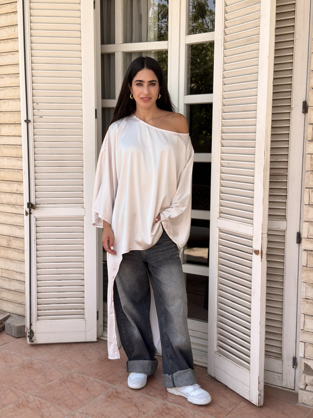 Off-White Flow Satin Kaftan Top