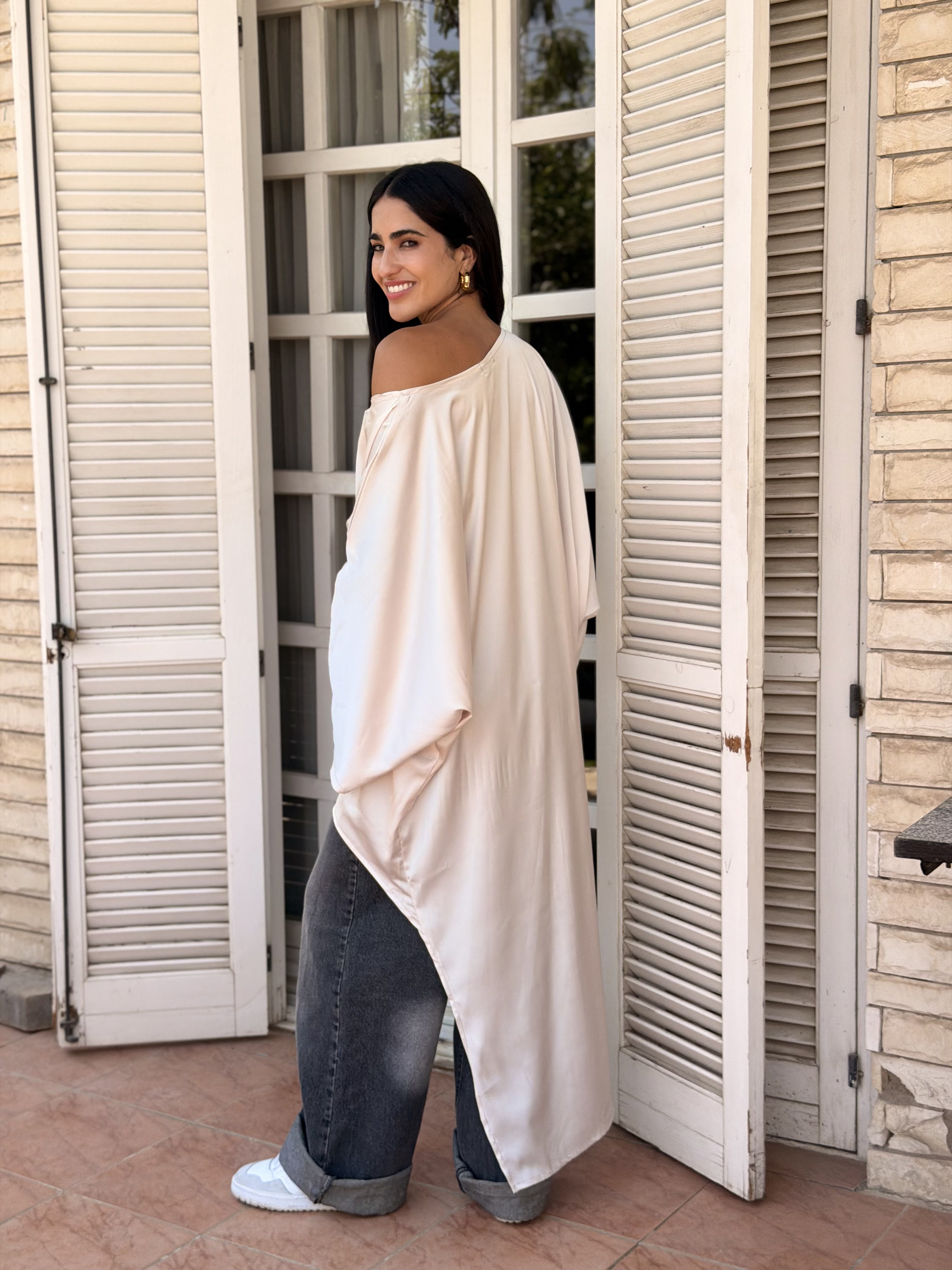 Off-White Flow Satin Kaftan Top