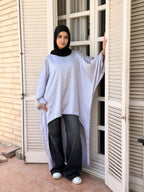 Silver Flow Satin Kaftan Top