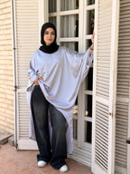 Silver Flow Satin Kaftan Top