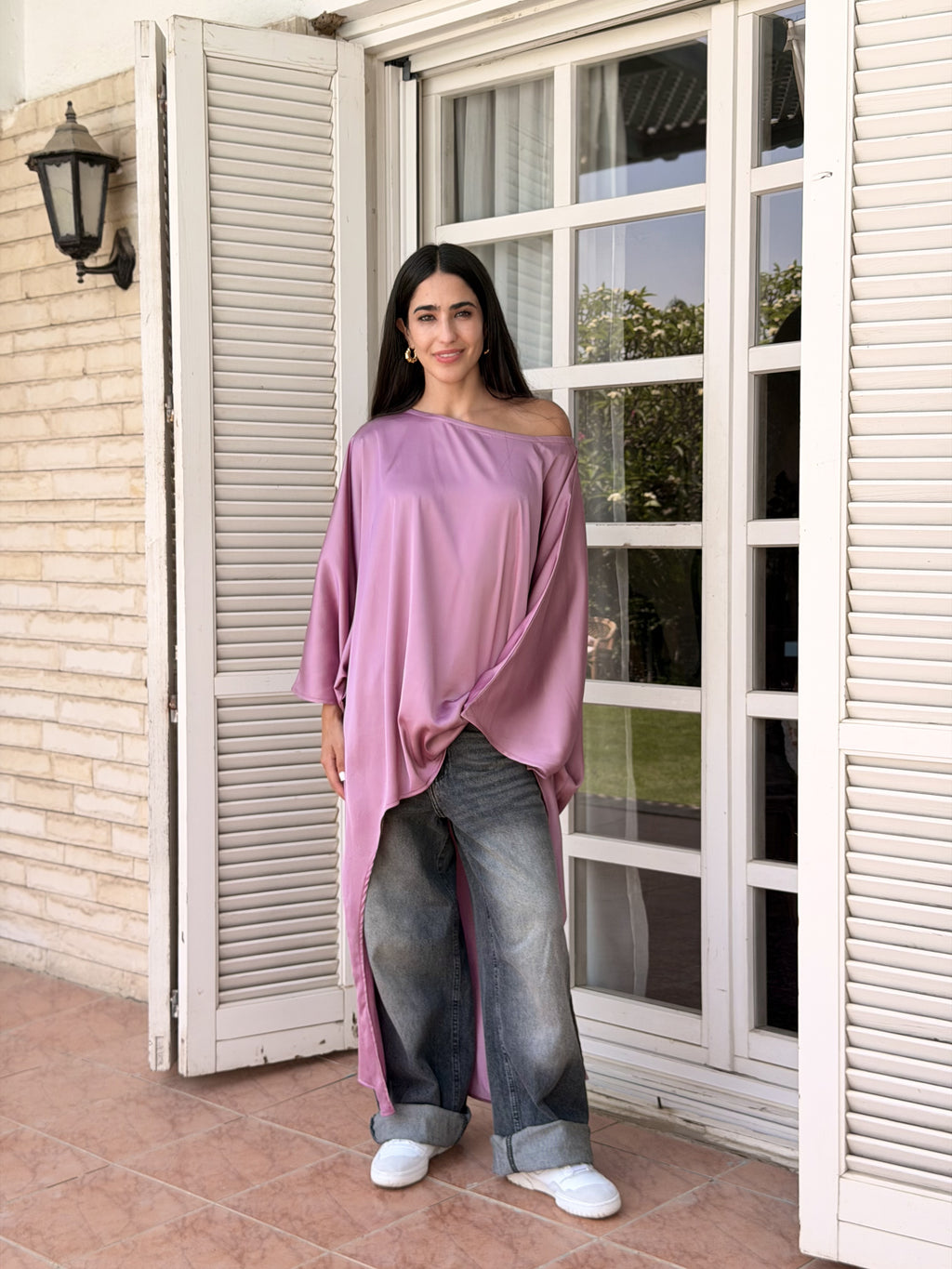 Cashmere Flow Satin Kaftan Top