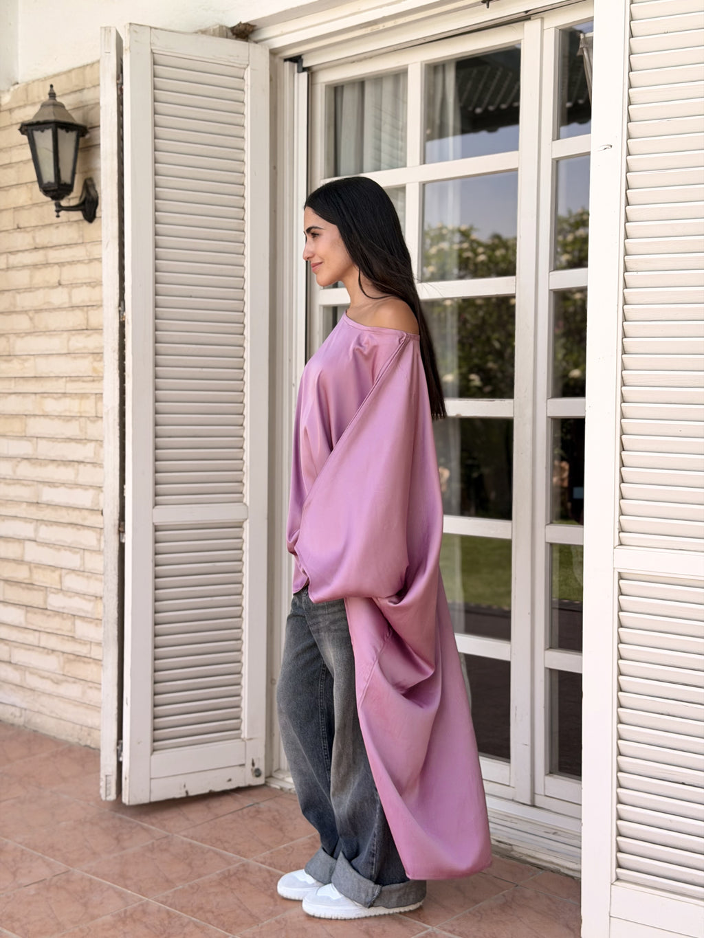 Cashmere Flow Satin Kaftan Top