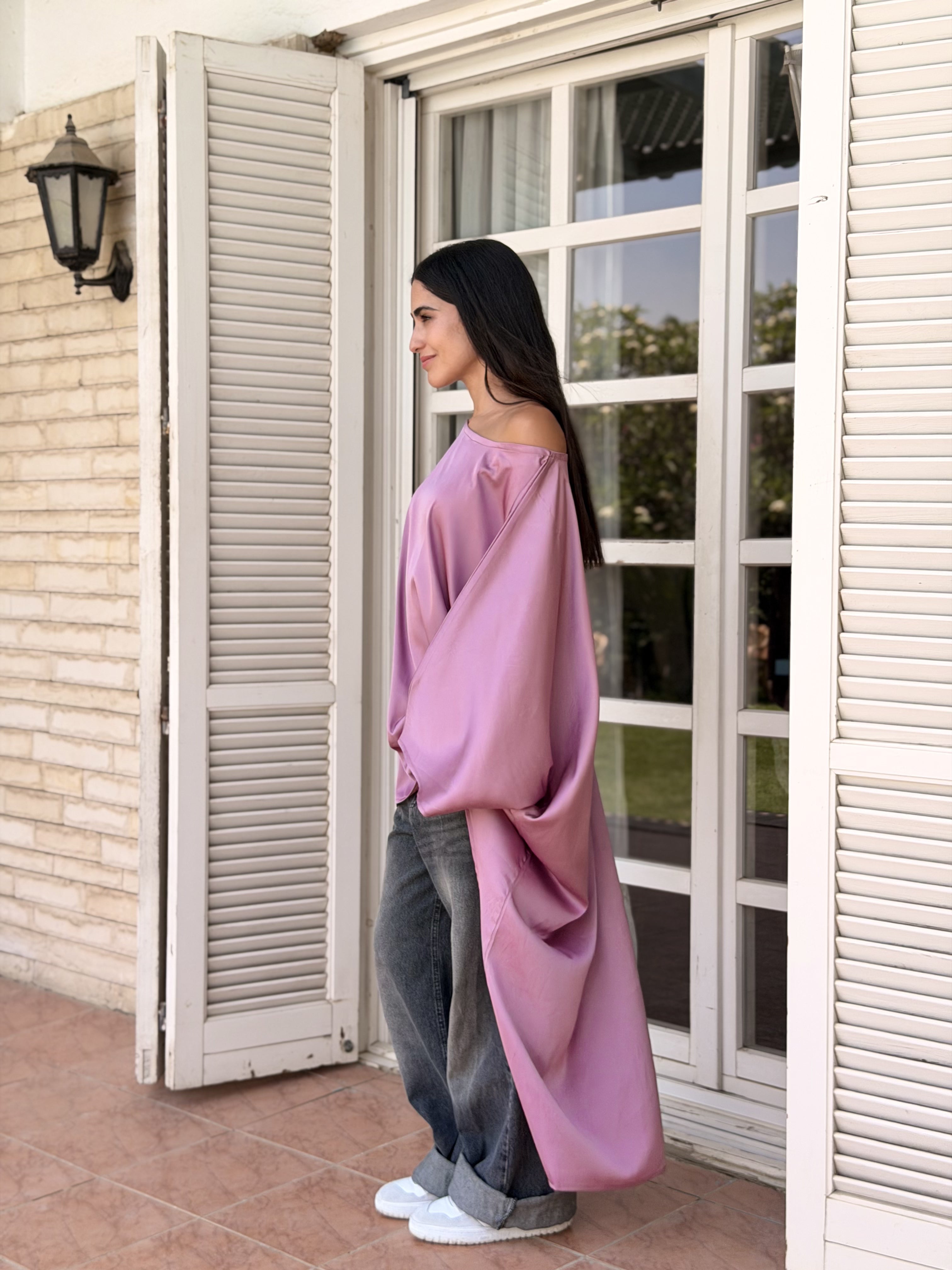 Cashmere Flow Satin Kaftan Top