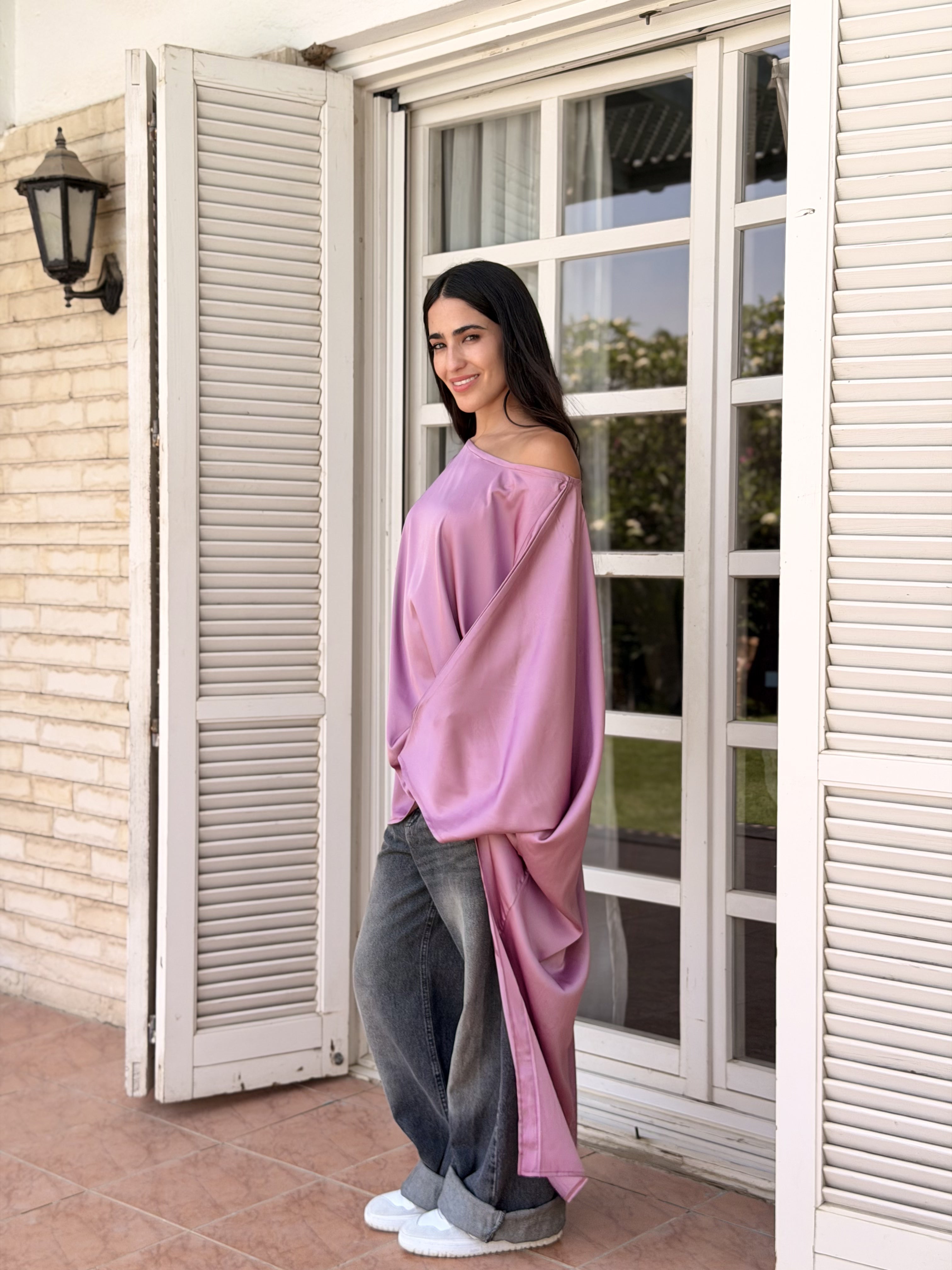Cashmere Flow Satin Kaftan Top