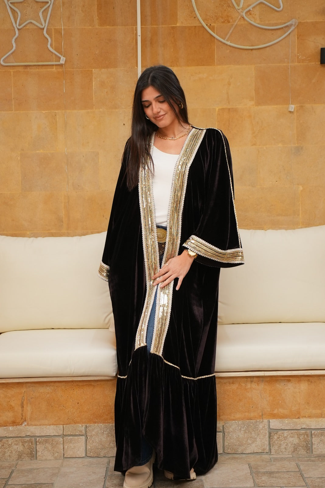 Golden Brown Velvet kaftan