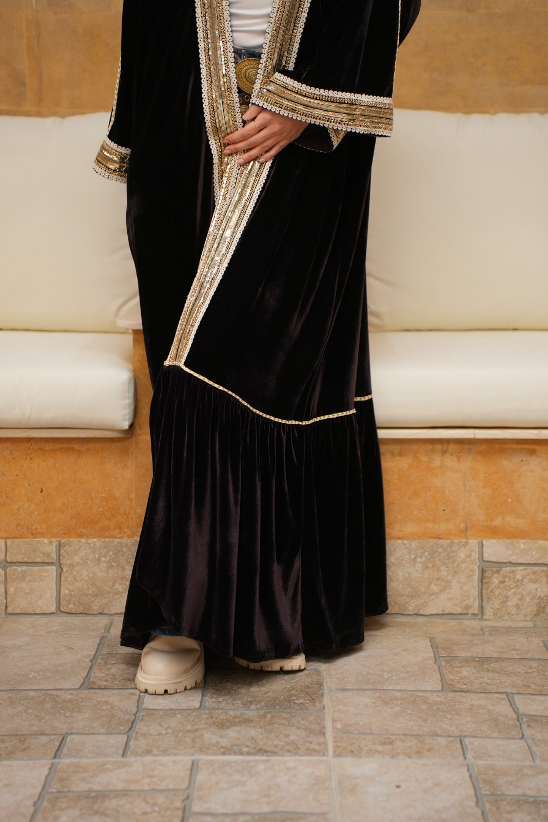 Golden Brown Velvet kaftan