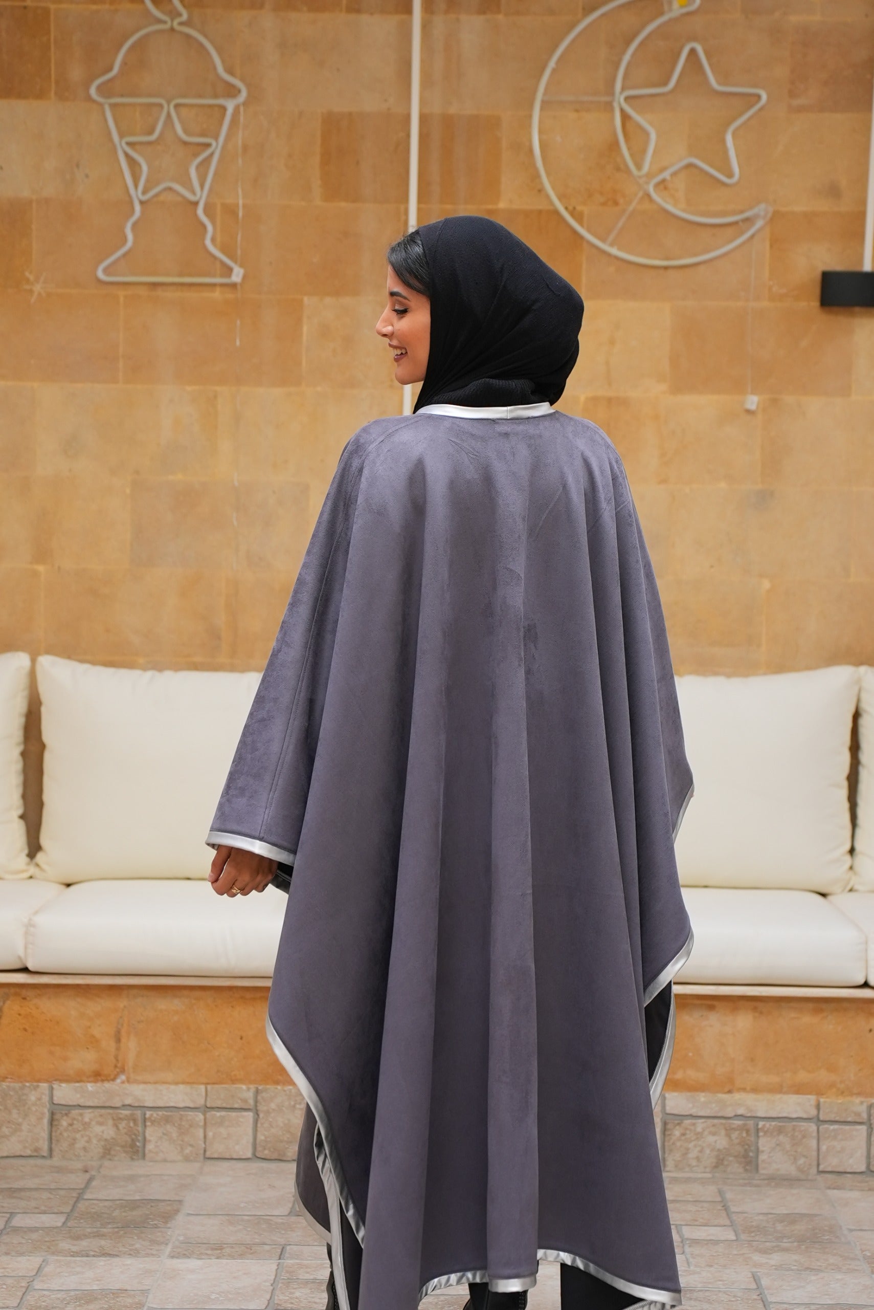 Grey silver mist ponsho