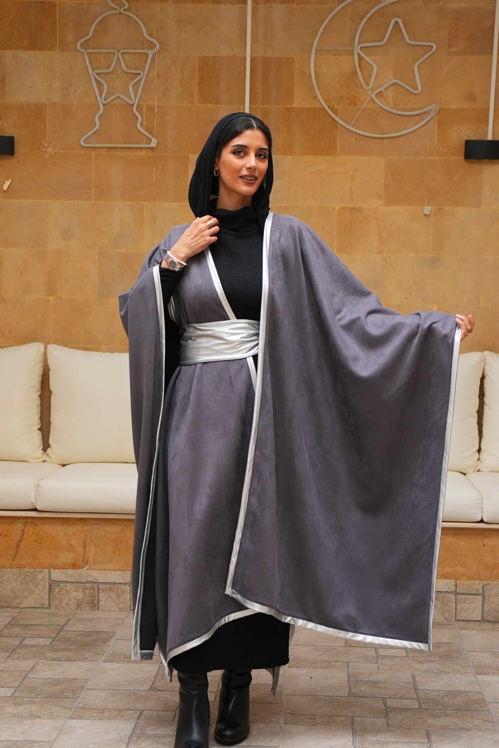 Grey silver mist ponsho