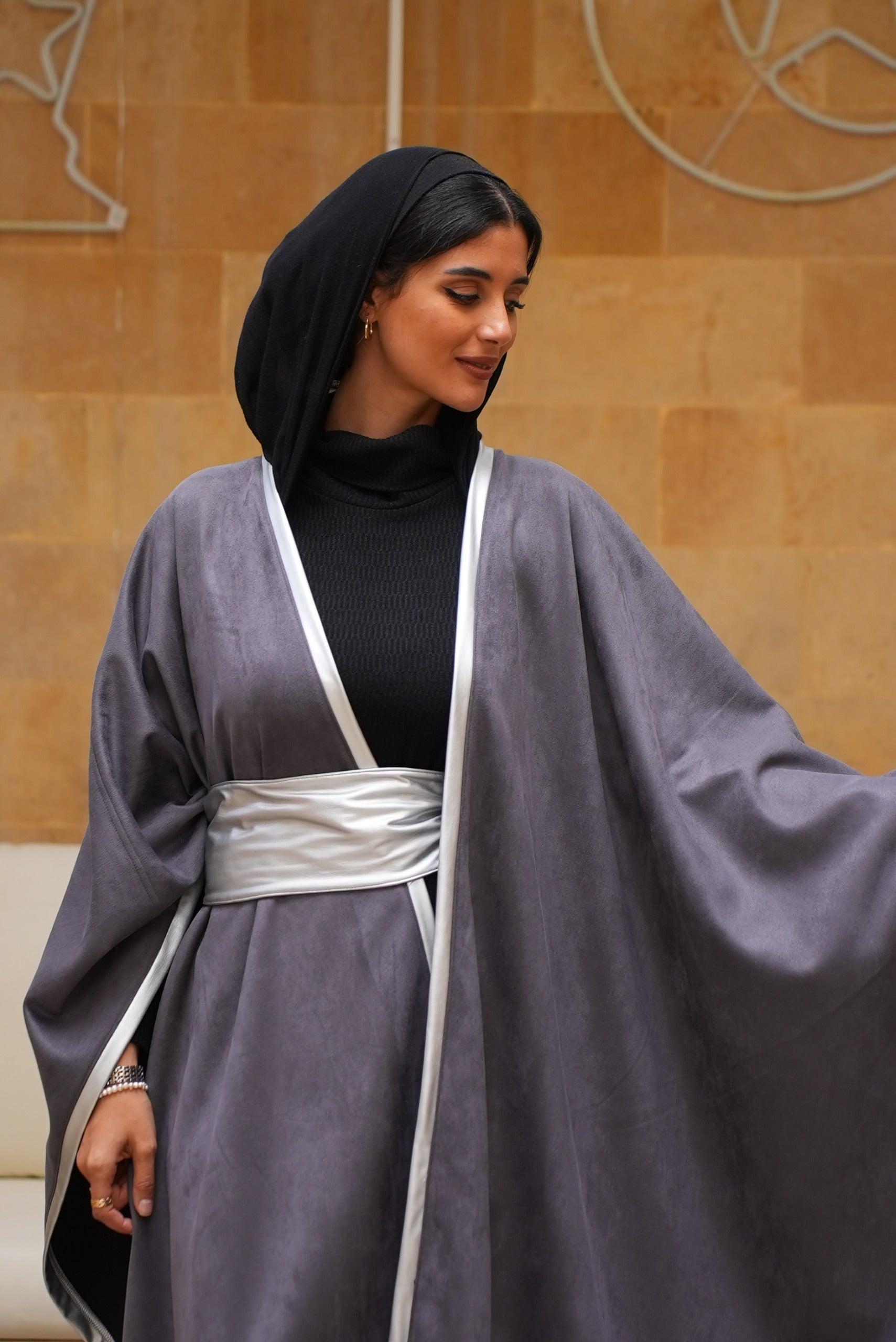 Grey silver mist ponsho