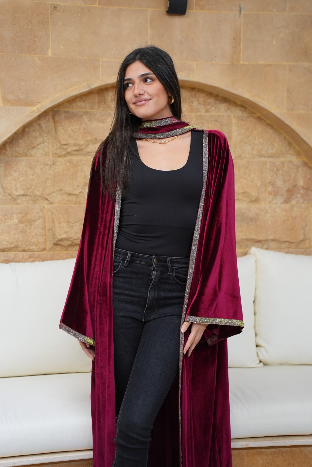 Burgundy charm kaftan