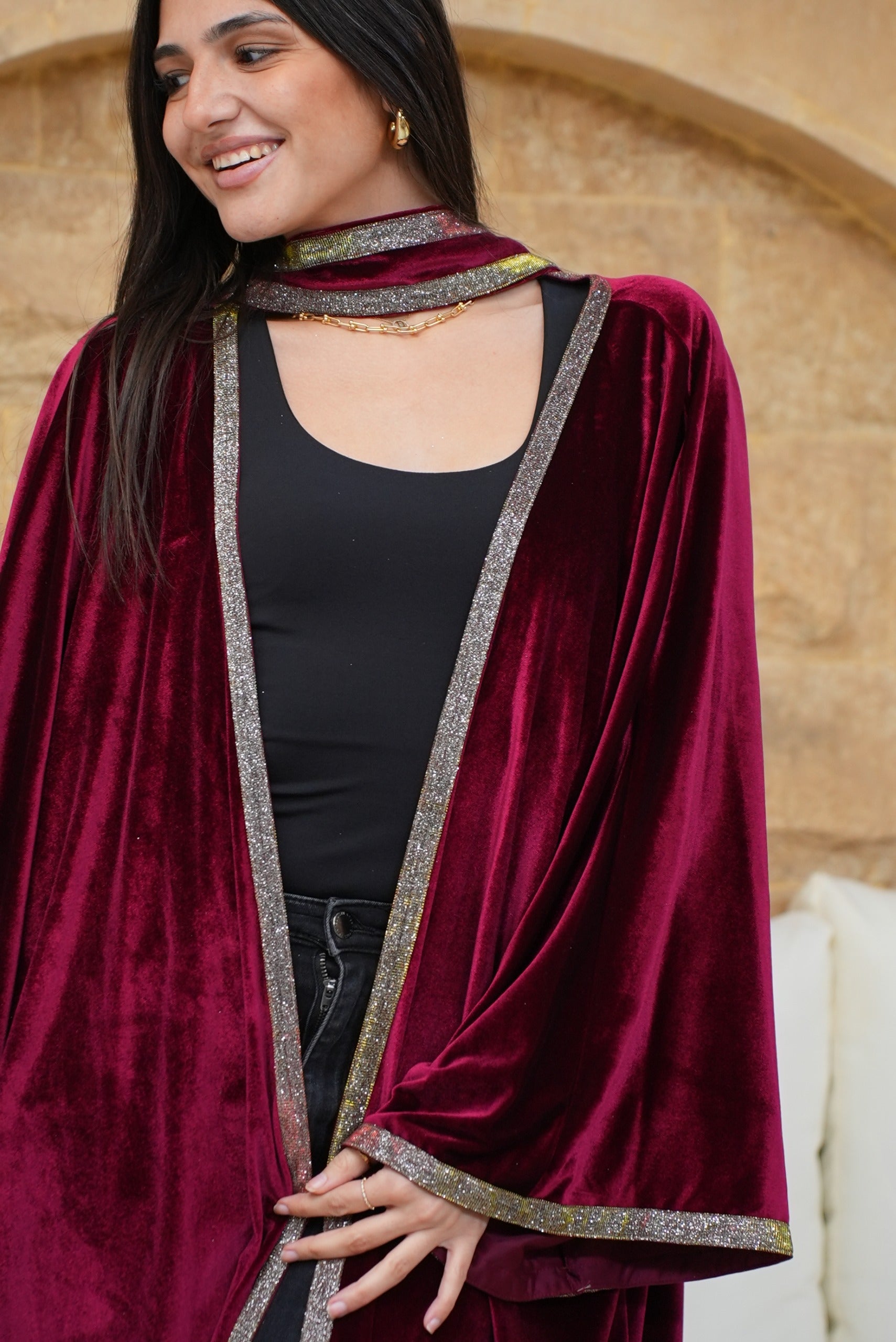 Burgundy charm kaftan