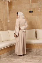 Beige abaya with indian linen