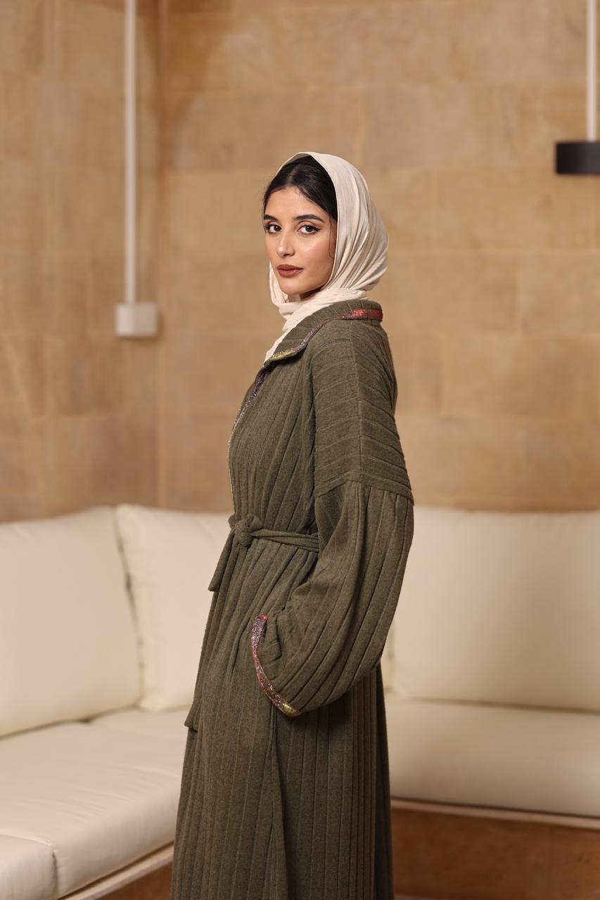 Olive soft wool with silver galon