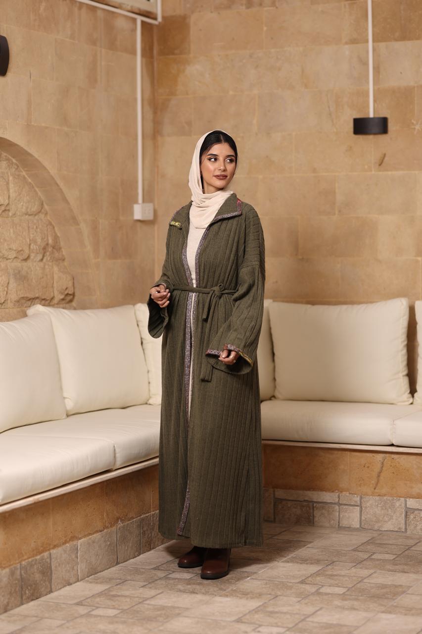 Olive soft wool with silver galon