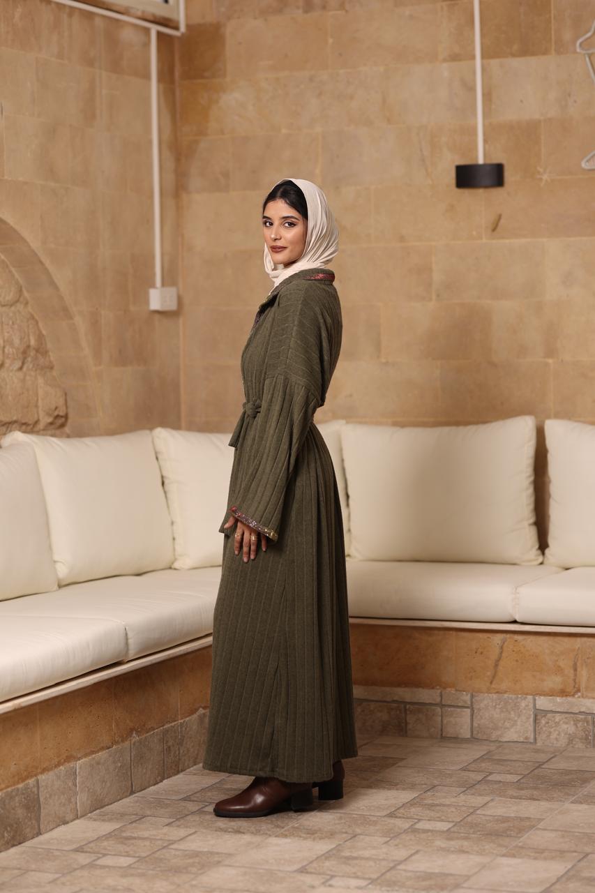 Olive soft wool with silver galon