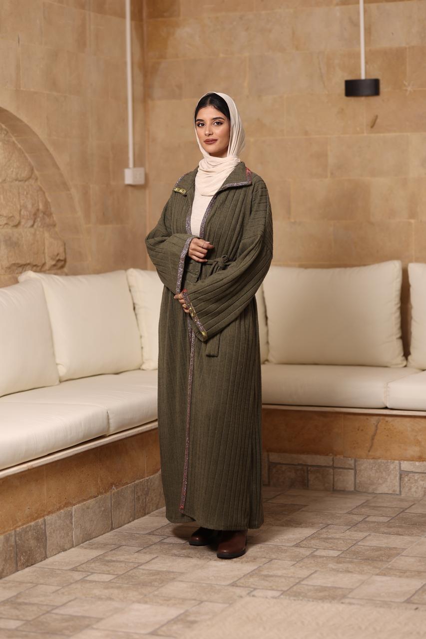 Olive soft wool with silver galon