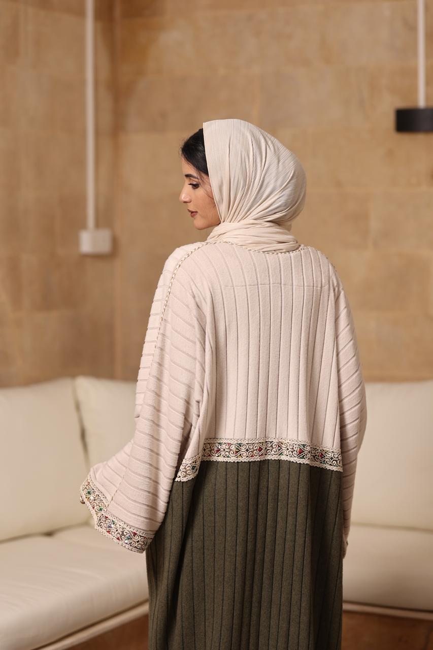 Olive and beige premium soft wool