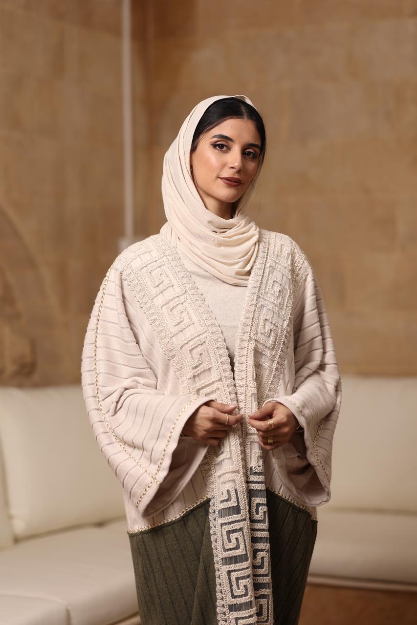 Olive and beige premium soft wool