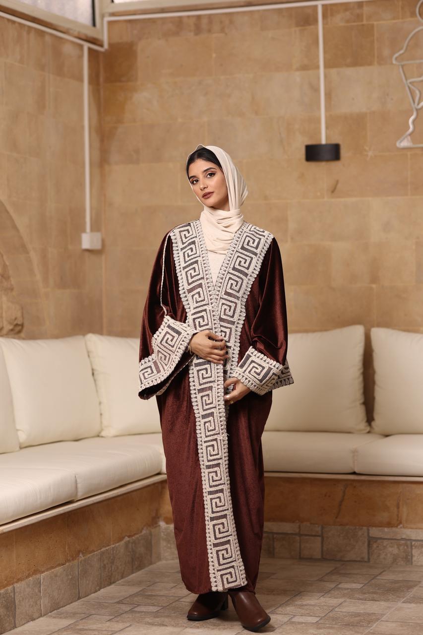 Brown velvet with crochet kaftan