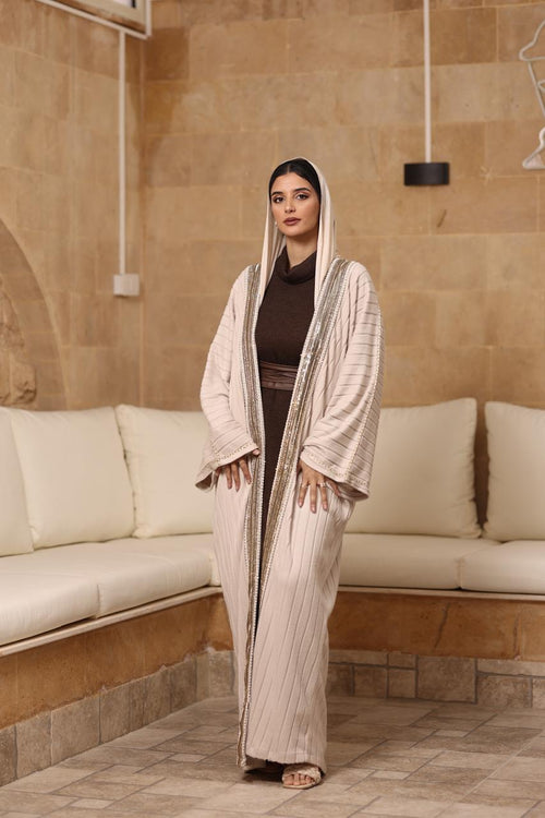 Beige soft wool kaftan