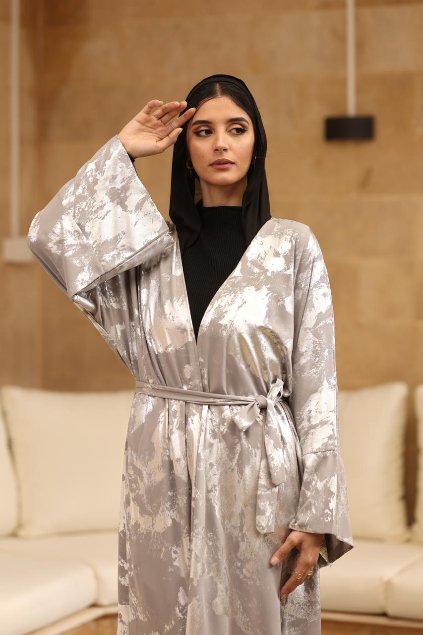 Silver jacquard metalic fabric