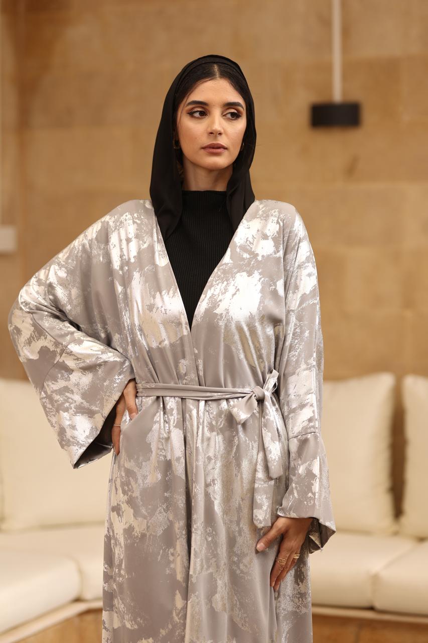 Silver jacquard metalic fabric