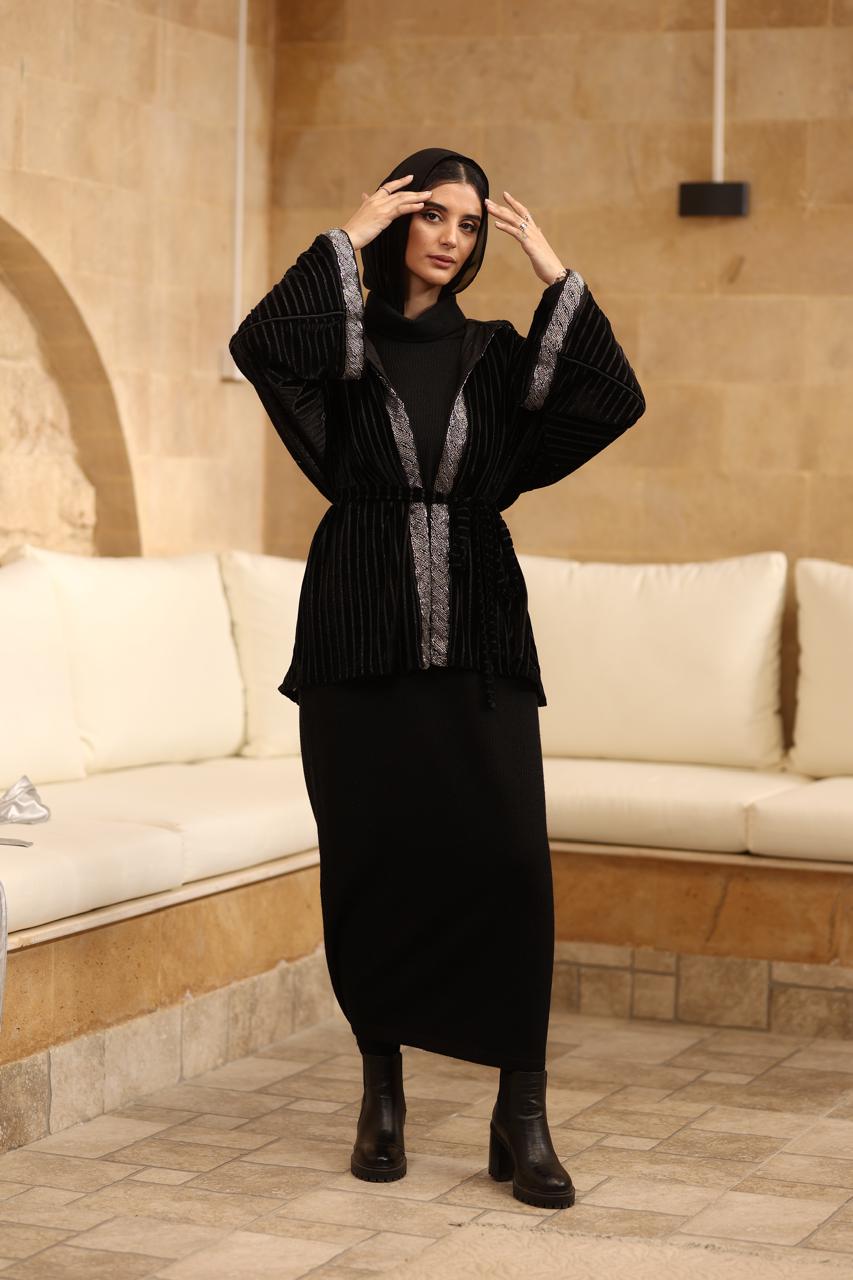 Velvet noir mini kaftan