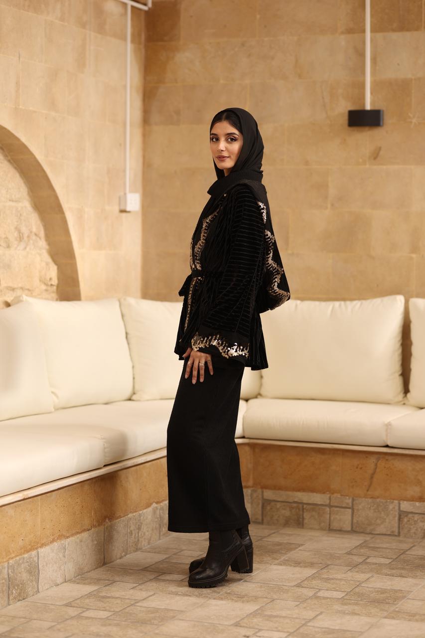 Midnight gold mini kaftan