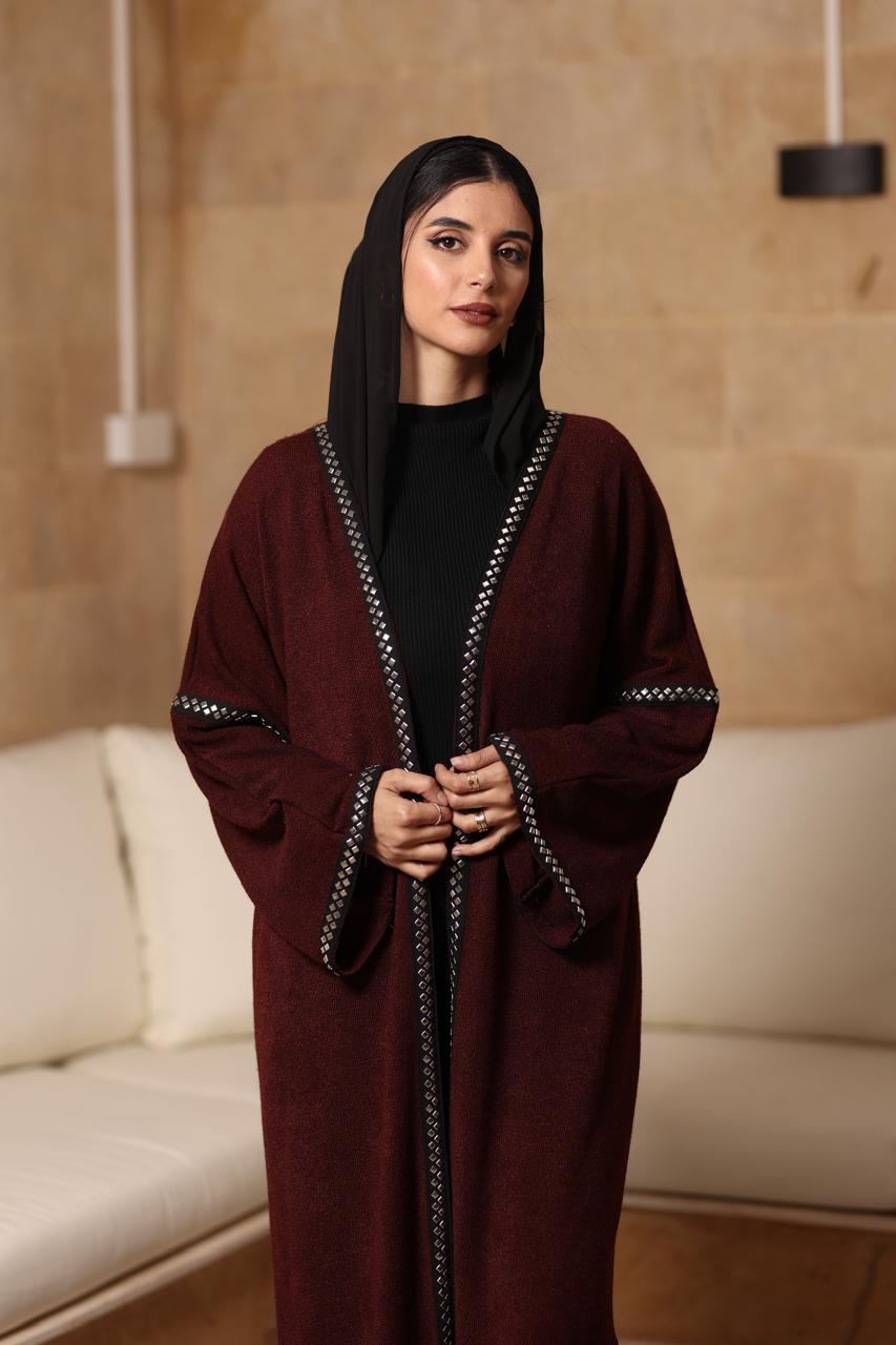 Soft premium wool fabric cardigan with silver galon