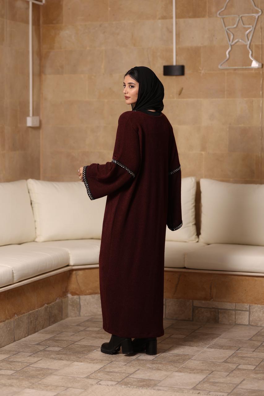 Soft premium wool fabric cardigan with silver galon