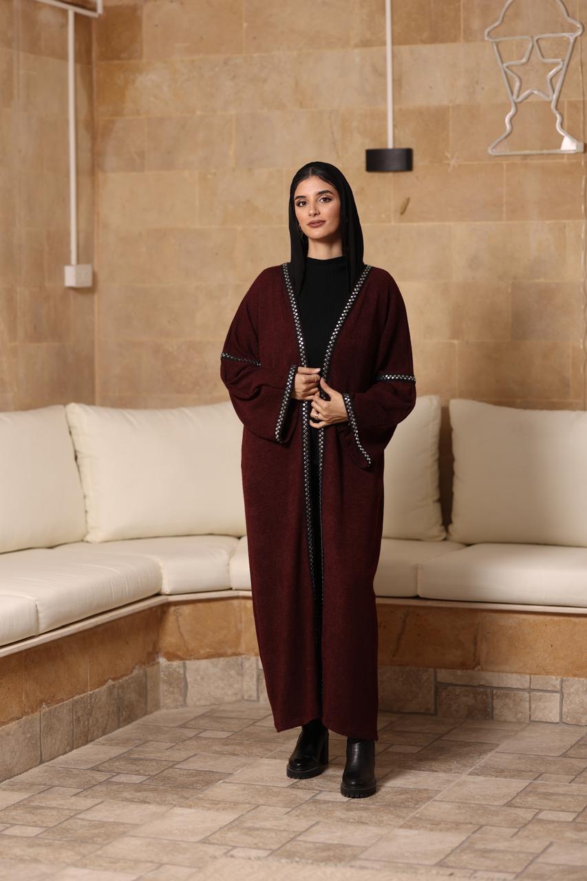 Soft premium wool fabric cardigan with silver galon