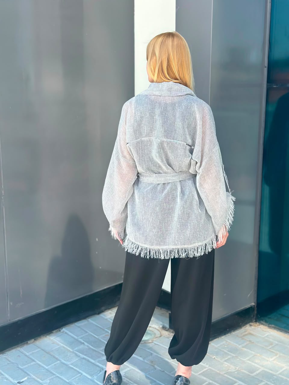 Silver Linen Cardigan