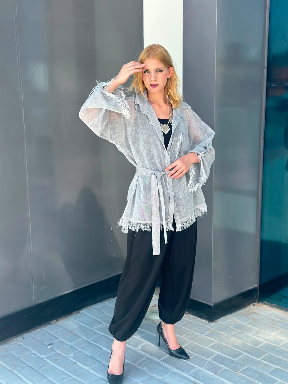 Silver Linen Cardigan