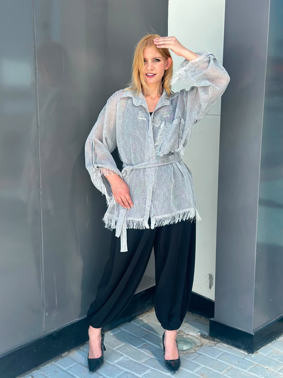 Silver Linen Cardigan