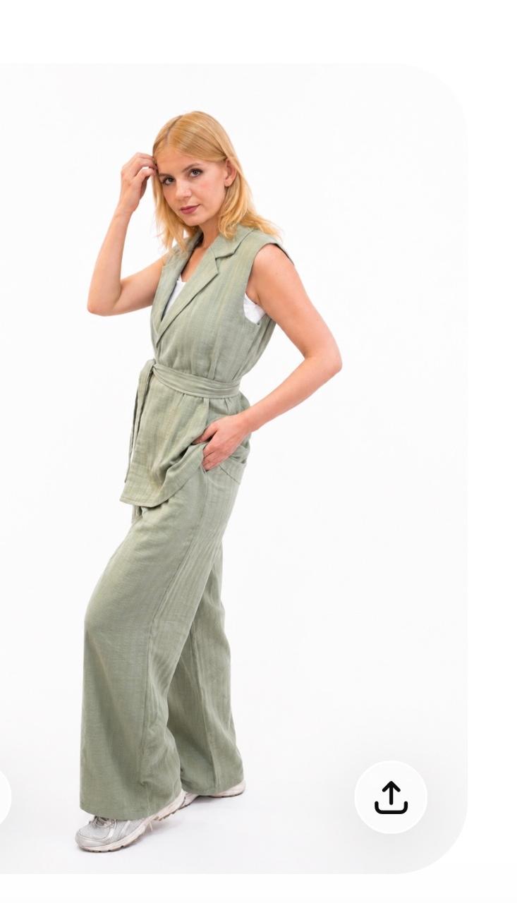 Sage Linen Vest Set