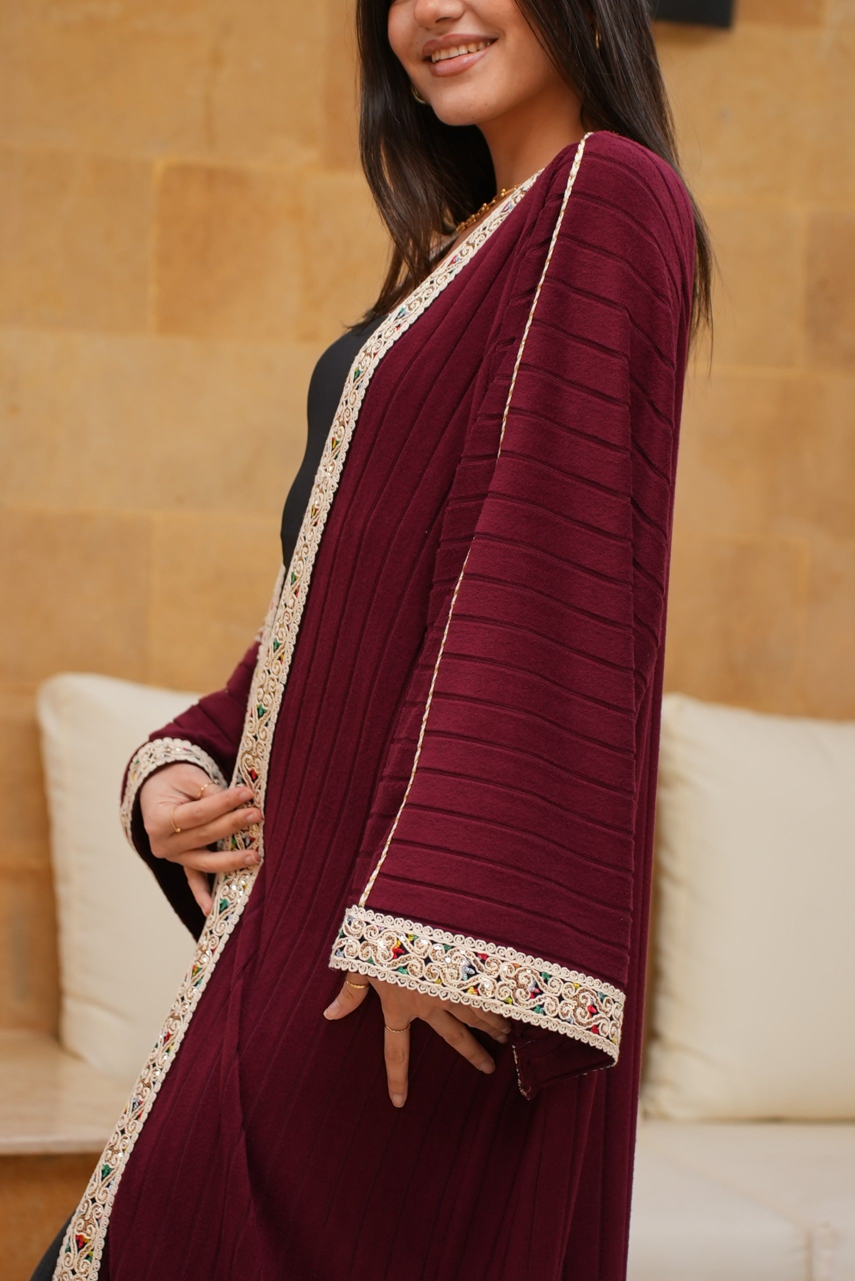 Burgundy Pop Kaftan