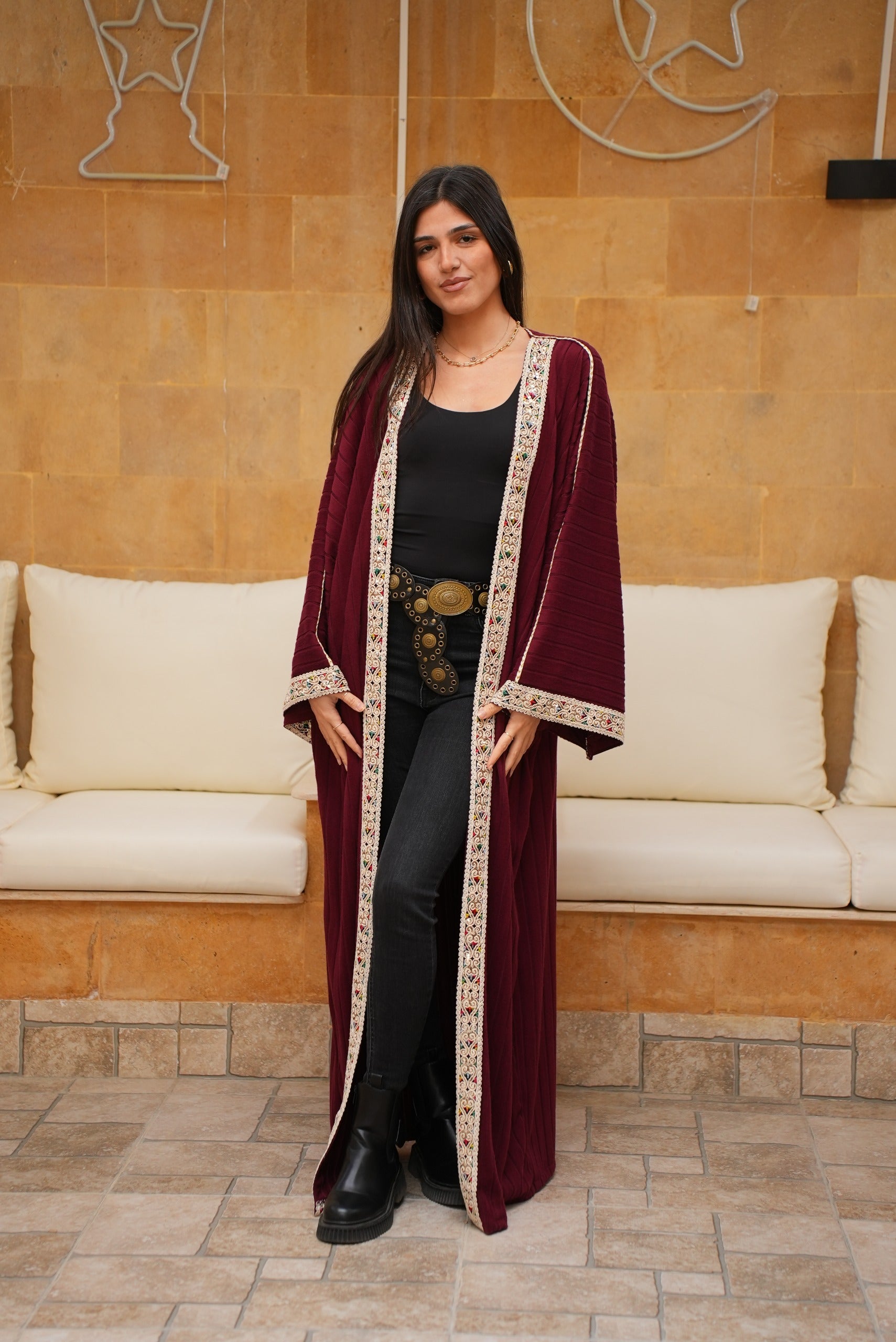 Burgundy Pop Kaftan