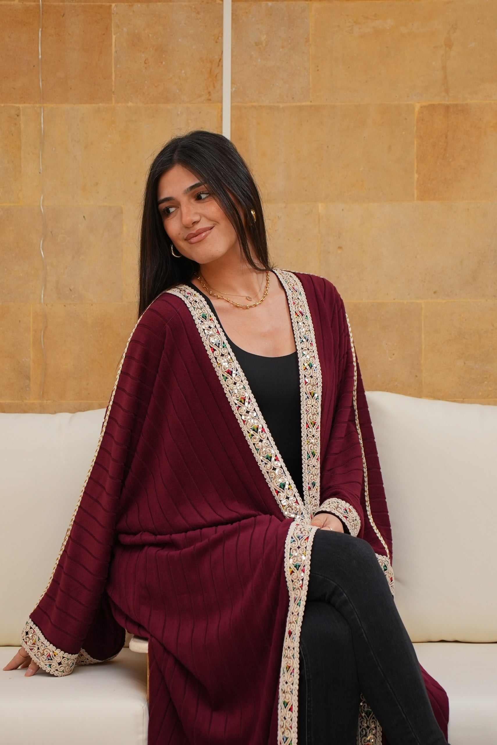 Burgundy Pop Kaftan