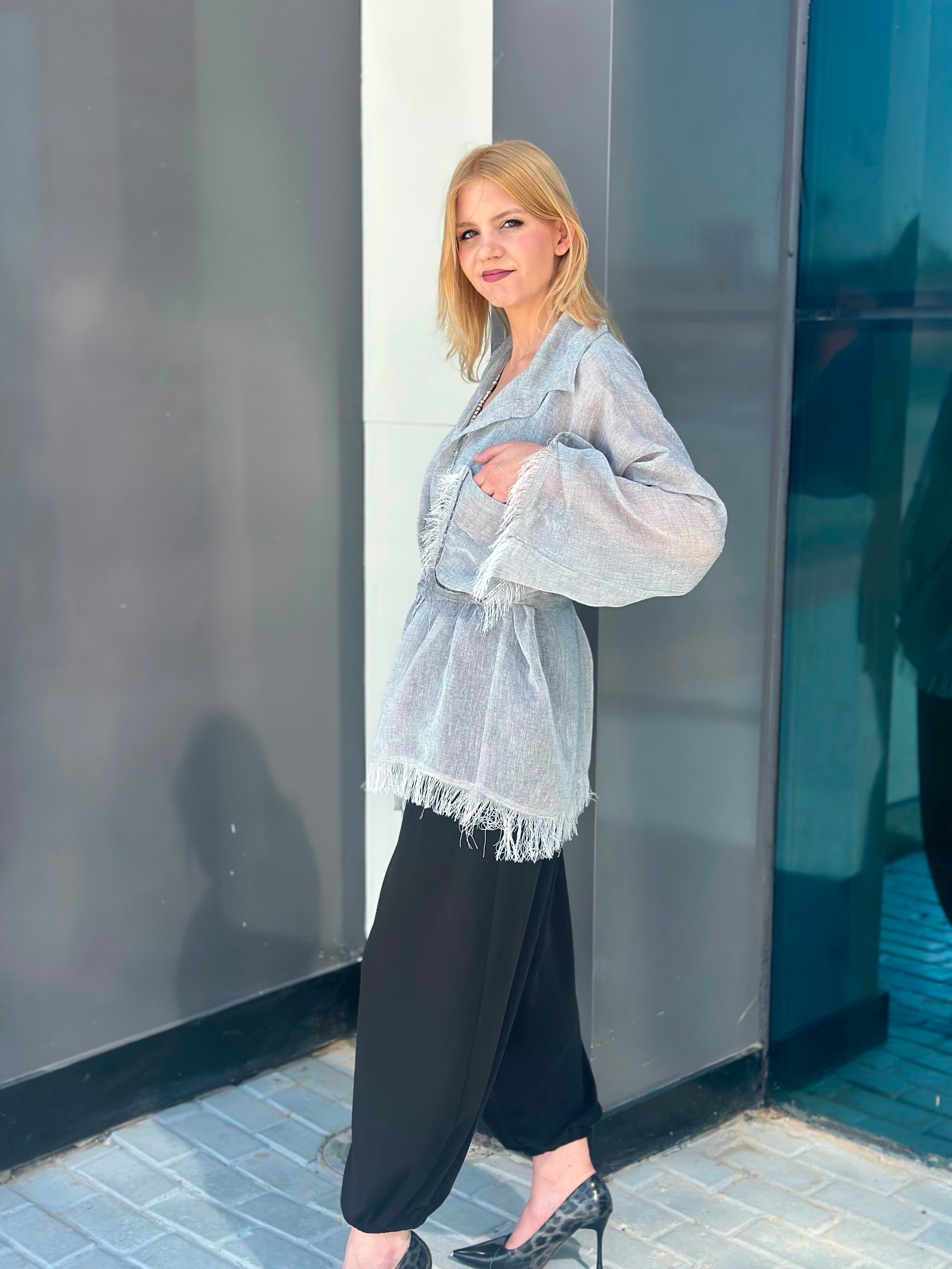 Silver Linen Cardigan